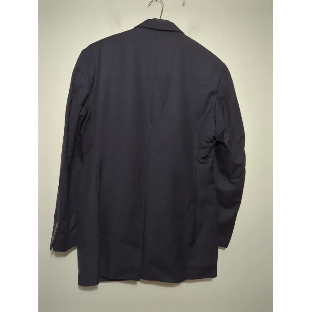 Polo Ralph Lauren Navy Blue Pinstripe Blazer 42L Virgin Wool Made in Italy 3-Btn